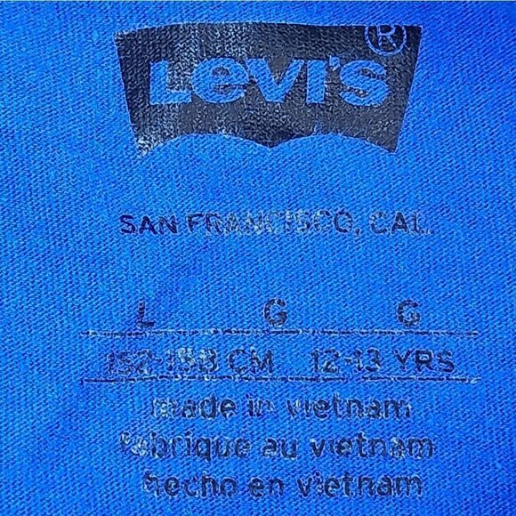 🔹️🔺️Levi's Prince Blue Classic Batwing Graphic Logo Top Youth Large - Picture 7 of 10